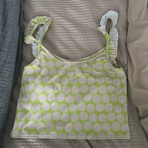 Kortni Jeane Lime Dots Flutter Swim Top